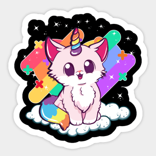 Cute Unicorn Cat Adorable Magical Rainbow Kitty Sticker